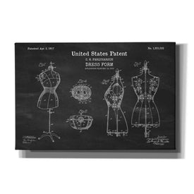 'Dress Form Blueprint Patent Chalkboard' Canvas Wall Art