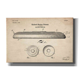 'Flying Disc Blueprint Patent Parchment' Canvas Wall Art