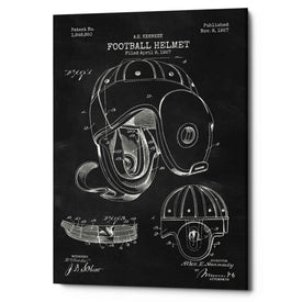 'Football Helmet Blueprint Patent Chalkboard' Canvas Wall Art