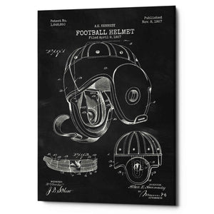 'Football Helmet Blueprint Patent Chalkboard' Canvas Wall Art