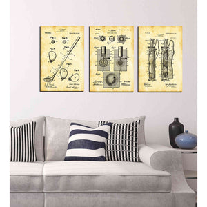 "Golf 3-Piece Set Vintage Patent Blueprint" Giclee Canvas Wall Art (Set of 3)