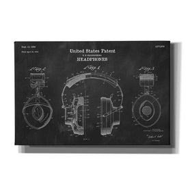 'Headphones Blueprint Patent Chalkboard' Canvas Wall Art