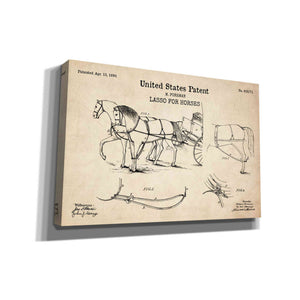 'Lasso for Horses Blueprint Patent Parchment' Canvas Wall Art