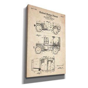 'Military Vehicle Blueprint Patent Parchment' Canvas Wall Art