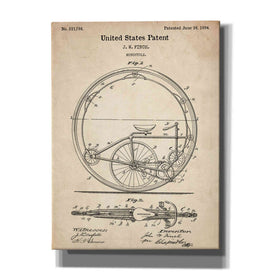 'Monocycle Vintage Patent' Canvas Wall Art