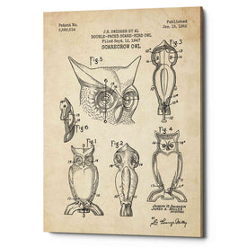 'Scarecrow Owl Blueprint Patent Parchment' Canvas Wall Art