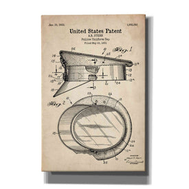 'Police Uniform Cap Blueprint Patent Parchment' Canvas Wall Art