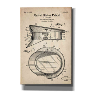 'Police Uniform Cap Blueprint Patent Parchment' Canvas Wall Art