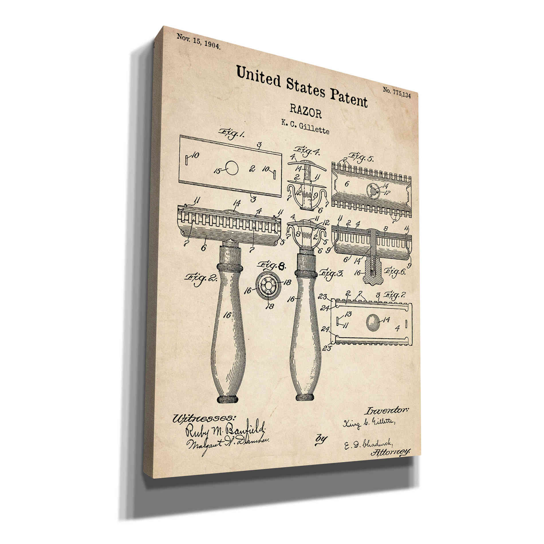 'Razor Vintage Patent' Canvas Wall Art