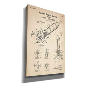'Rocket Ship Blueprint Patent Parchment' Canvas Wall Art