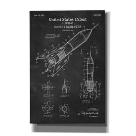 'Rocket Ship Blueprint Patent Chalkboard' Canvas Wall Art