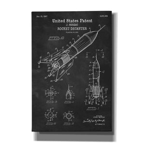 'Rocket Ship Blueprint Patent Chalkboard' Canvas Wall Art