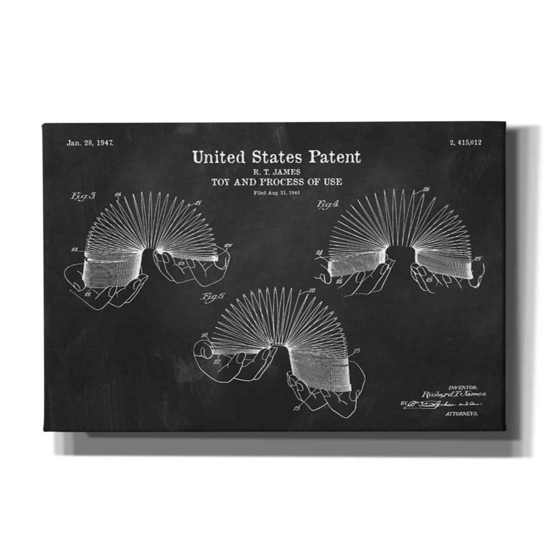 'Toy and Process of Use Blueprint Patent Chalkboard' Canvas Wall Art