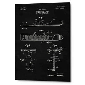 'Snowboard, 1969 Blueprint Chalkboard Patent' Canvas Wall Art,