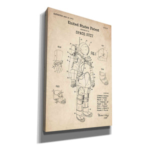 'Space Suit Blueprint Patent Parchment' Canvas Wall Art