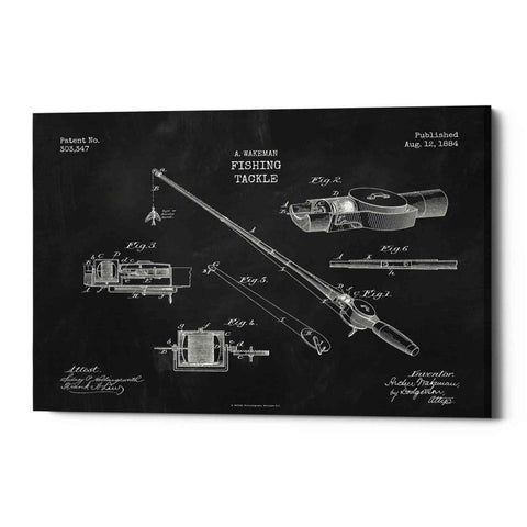 Image of 'Fishing Tackle Blueprint Patent Chalkboard' Canvas Wall Art