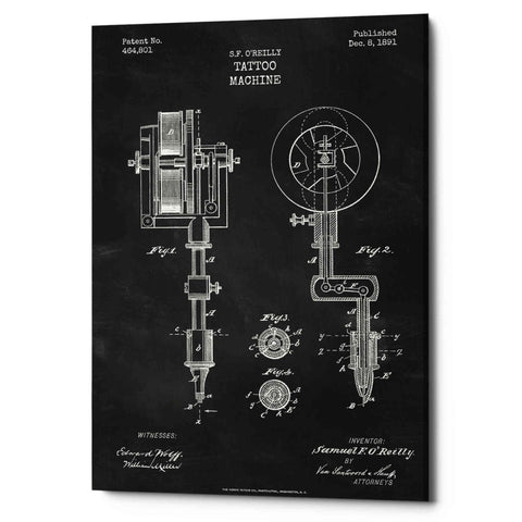 Image of 'Tattoo Machine Blueprint Patent Chalkboard' Canvas Wall Art