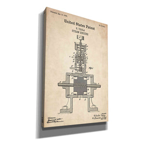 'Tesla Steam Engine Blueprint Patent Parchment' Canvas Wall Art