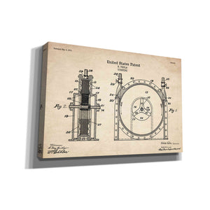 'Tesla Turbine Blueprint Patent Parchment' Canvas Wall Art