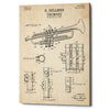 'Trumpet Blueprint Patent Parchment' Canvas Wall Art
