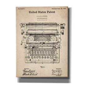 'Typewriter Vintage Patent Blueprint' Canvas Wall Art
