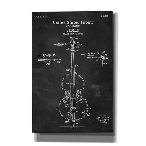 Image of 'Violin Blueprint Patent Chalkboard' Canvas Wall Art