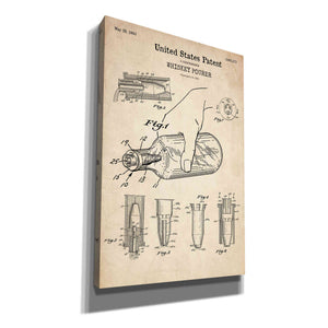 'Whiskey Pourer Blueprint Patent Parchment' Canvas Wall Art