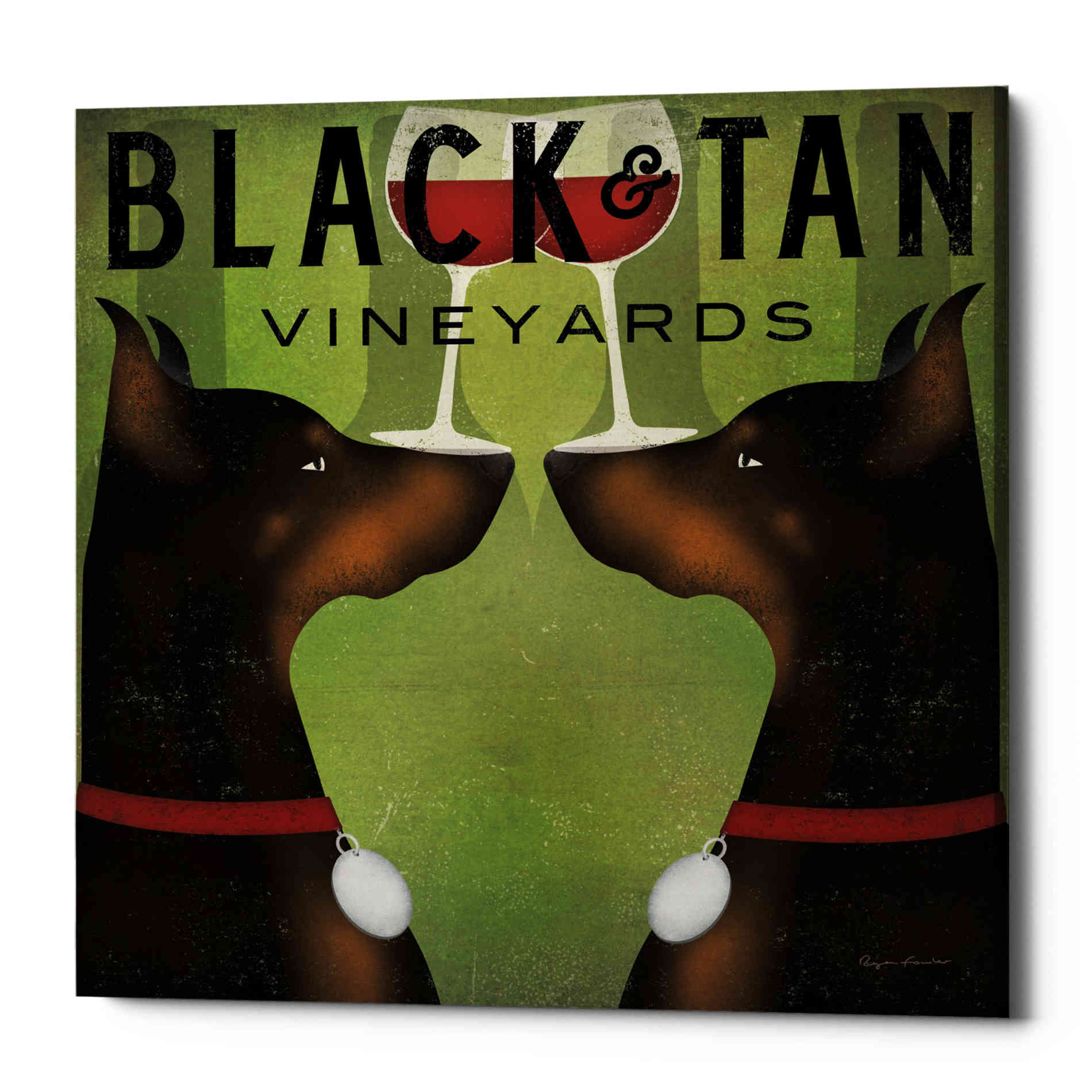 'Double Doberman Vineyards' by Ryan Fowler, Canvas Wall Art