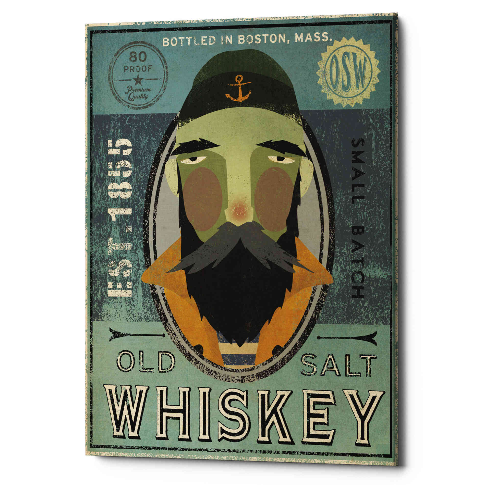 'Fisherman V Old Salt Whiskey' by Ryan Fowler, Canvas Wall Art