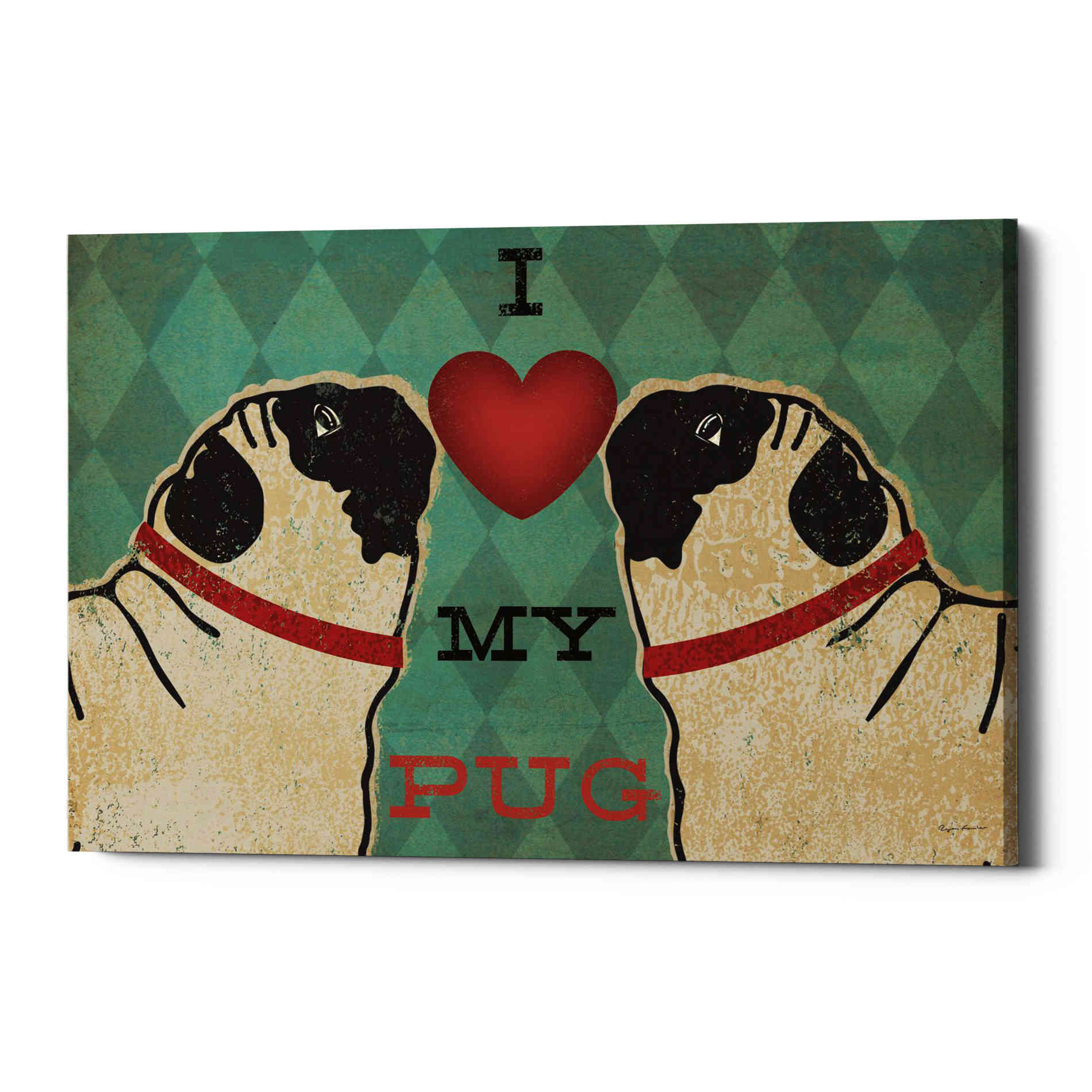 'Pug and Pug - I Love My Pug' by Ryan Fowler, Canvas Wall Art