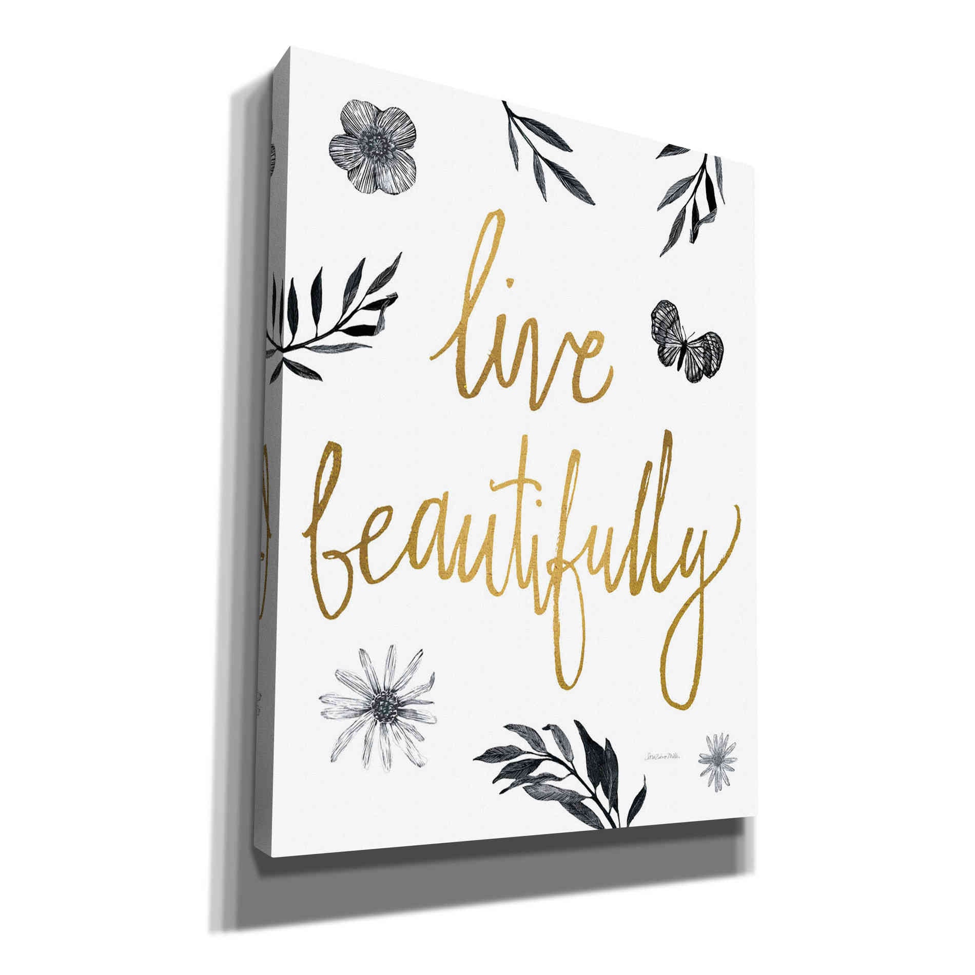 'Live Beautifully BW' by Sara Zieve Miller, Canvas Wall Art