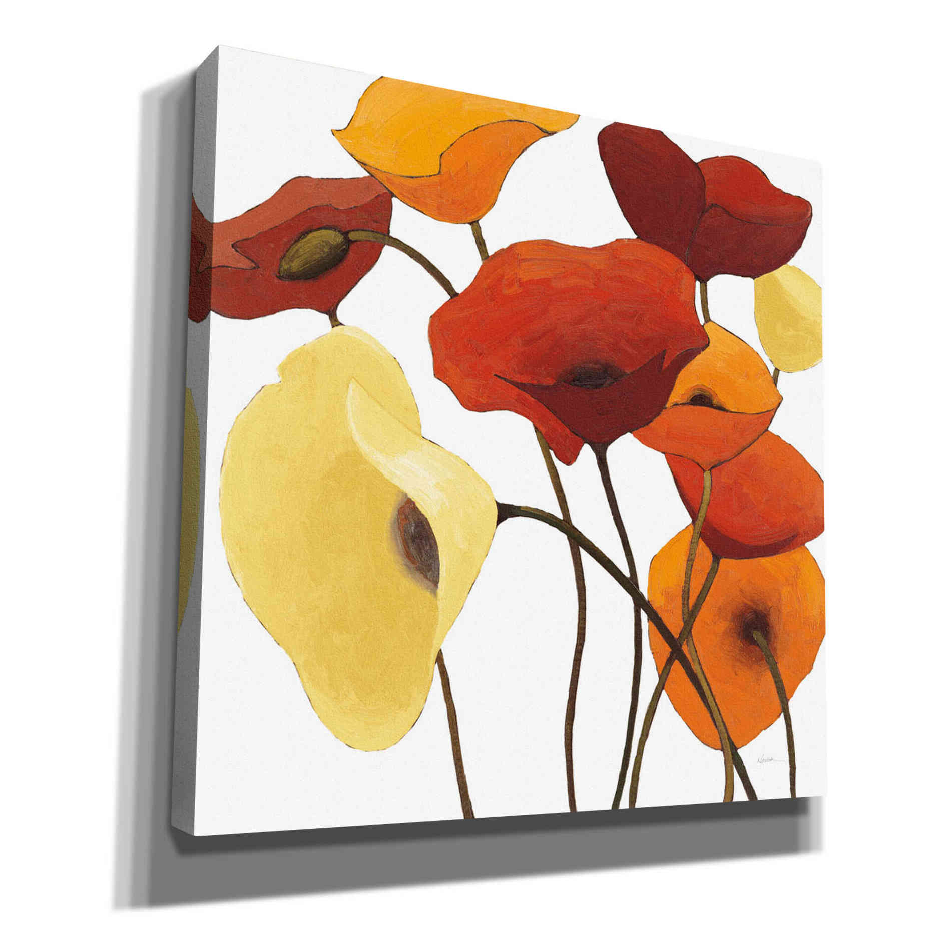 'Up One on White Yellow' by Shirley Novak, Canvas Wall Art