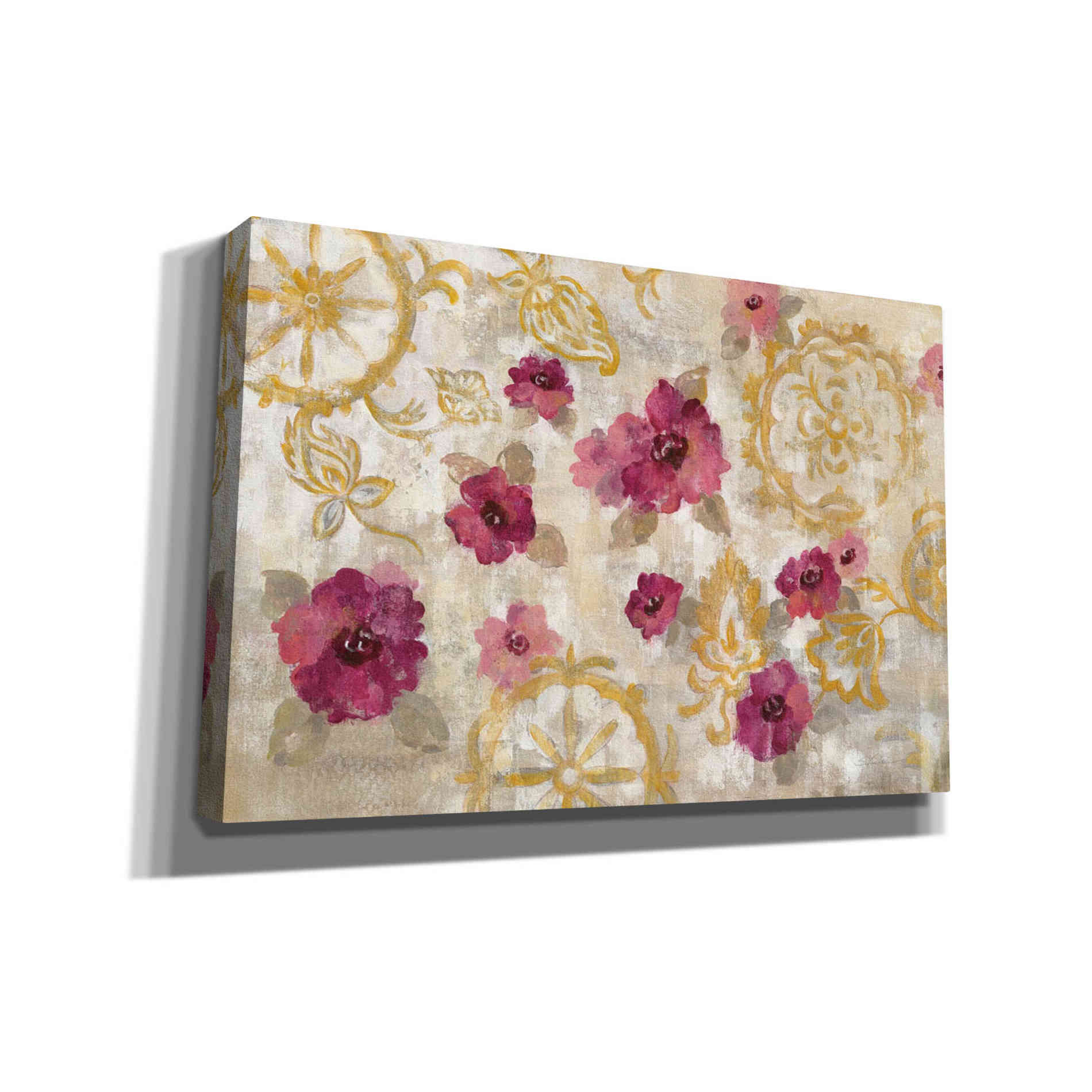 'Elegant Fresco Floral' by Silvia Vassileva, Canvas Wall Art,Size 1 Square