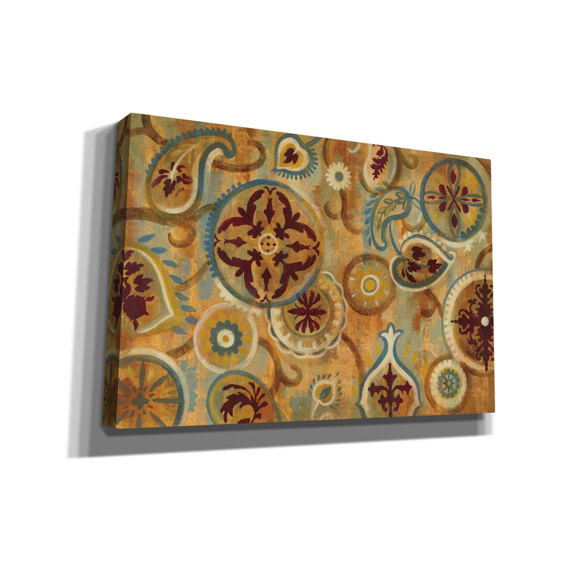 'Burnt Paisley and Mandalas' by Silvia Vassileva, Canvas Wall Art,Size 1 Square