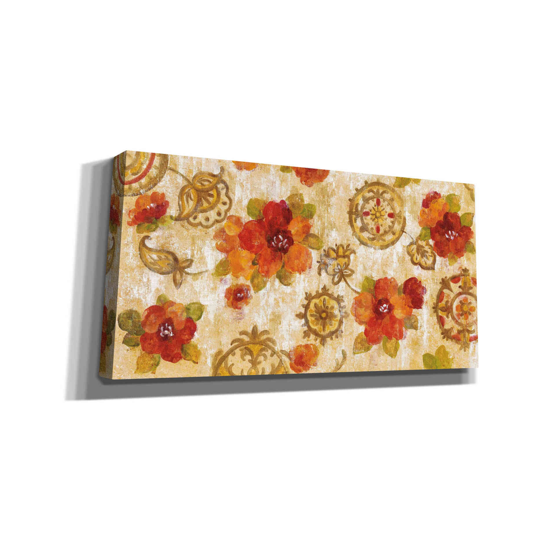 'Hibiscus and Mandala' by Silvia Vassileva, Canvas Wall Art,Size 1 Square