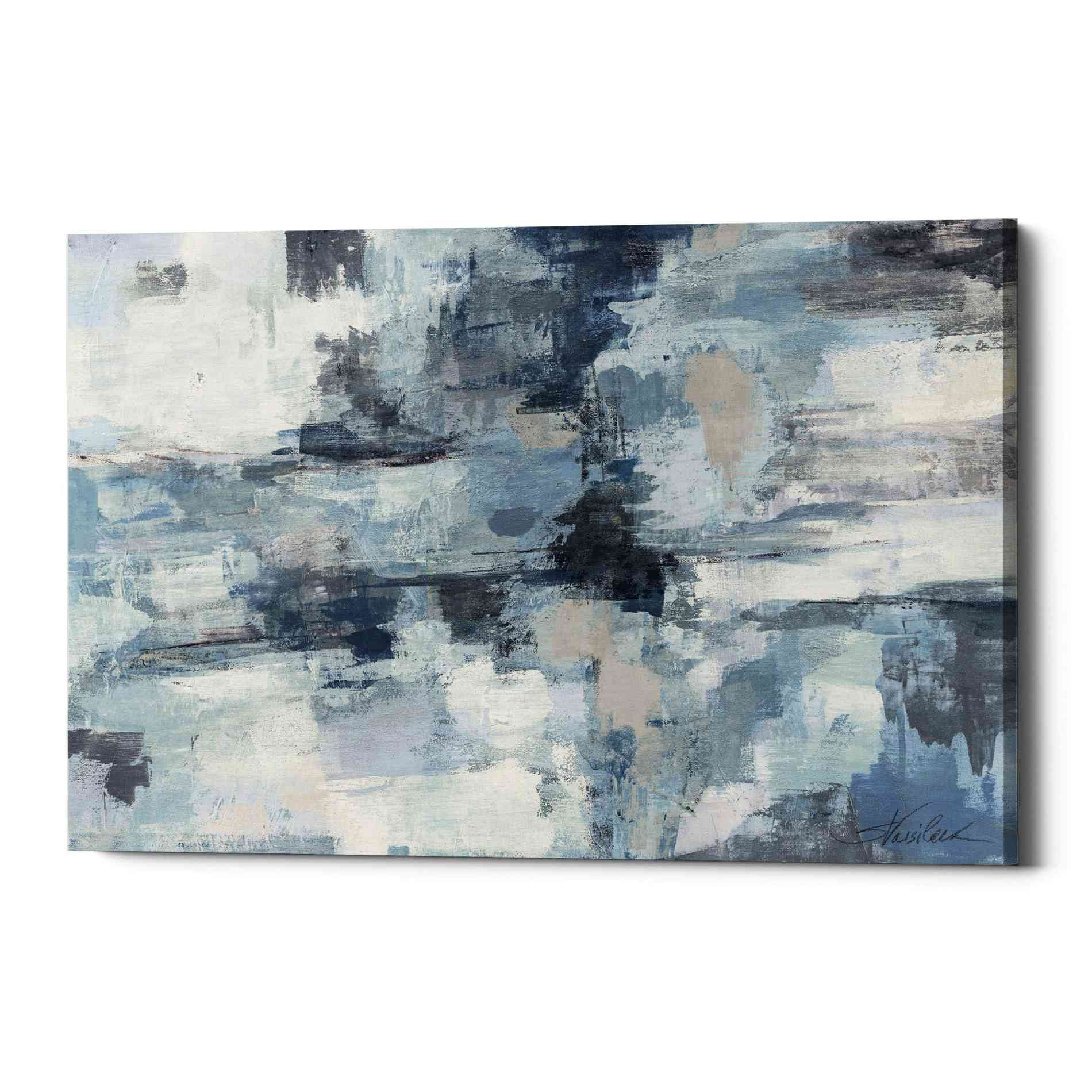 'In The Clouds Indigo and Grey' by Silvia Vassileva, Canvas Wall Art,Size A Landscape