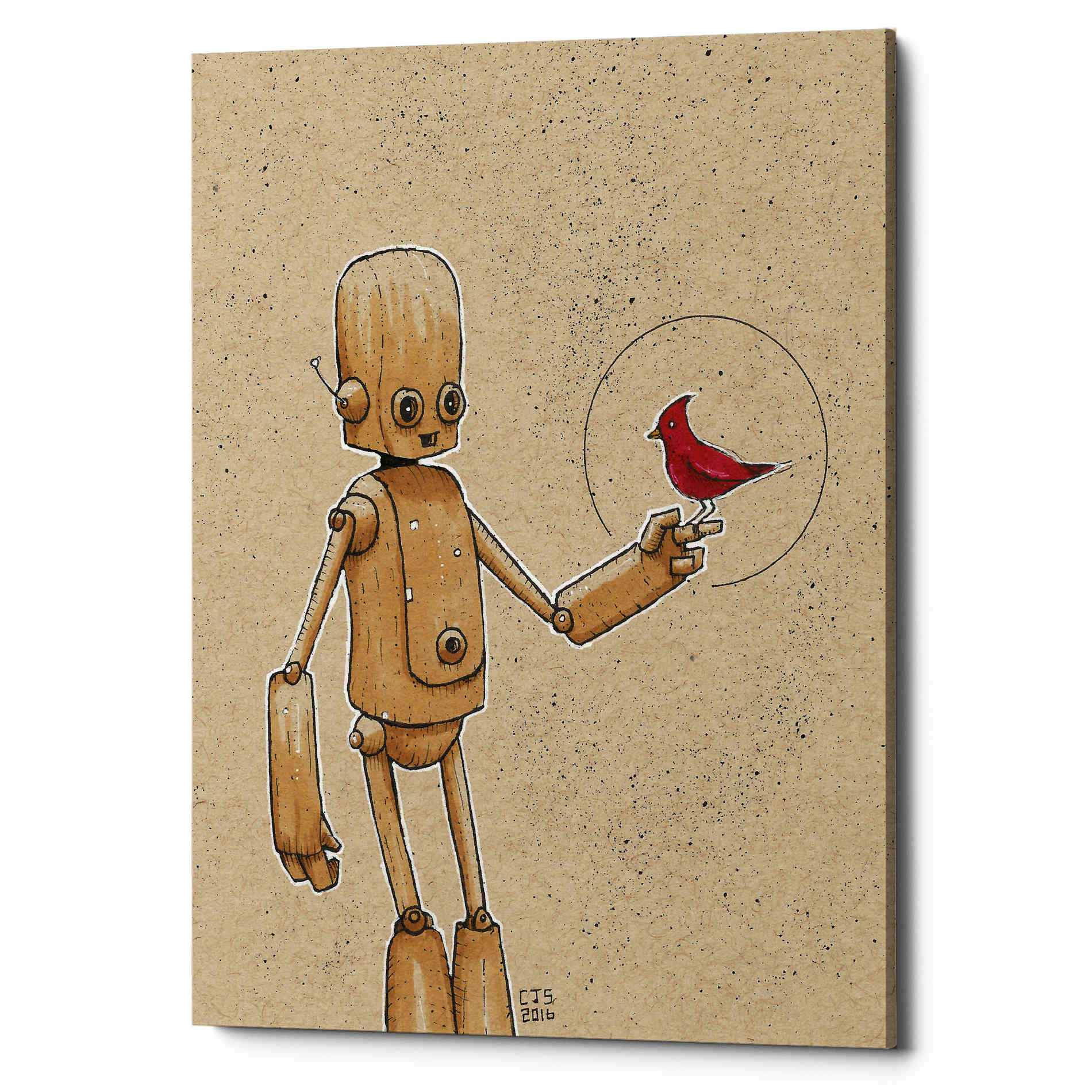 'Ink Bot Cardinal' by Craig Snodgrass, Canvas Wall Art