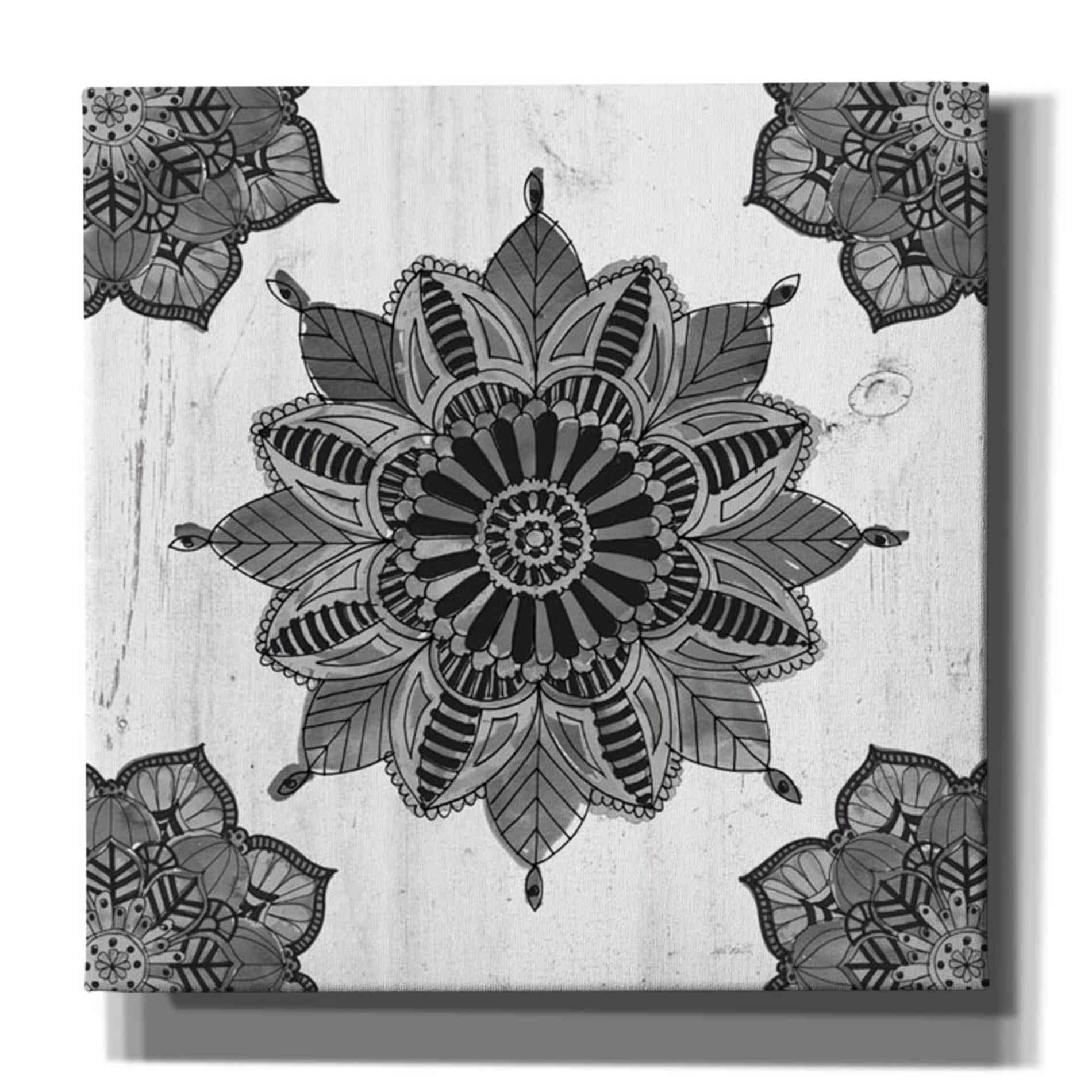'Mandala Morning VI Black and White' by Anne Tavoletti, Canvas Wall Art