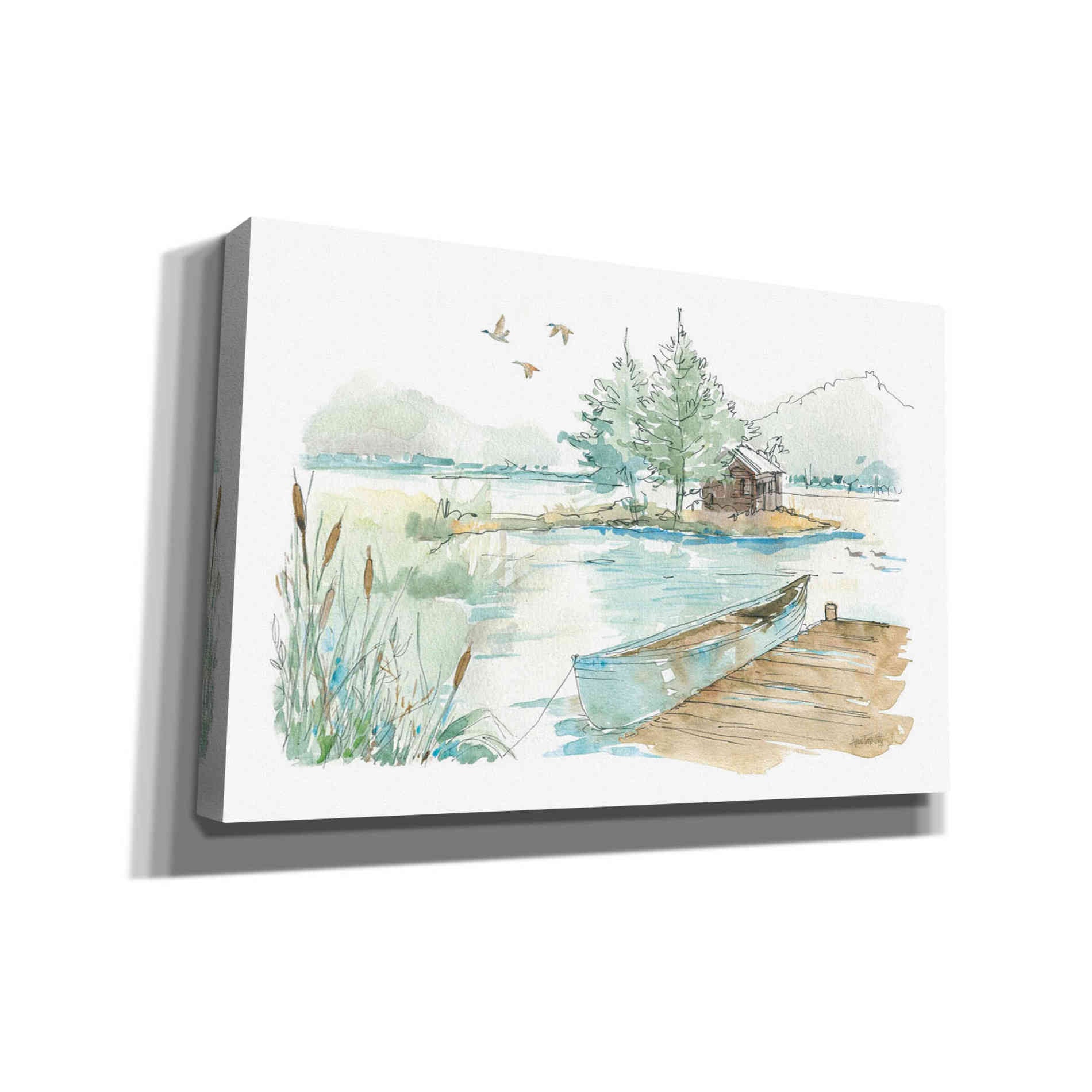 'Lakehouse II on White' by Anne Tavoletti, Canvas Wall Art