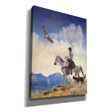 Image of 'Cowboy with Dog and Hawk' by Chris Vest, Giclee Canvas Wall Art