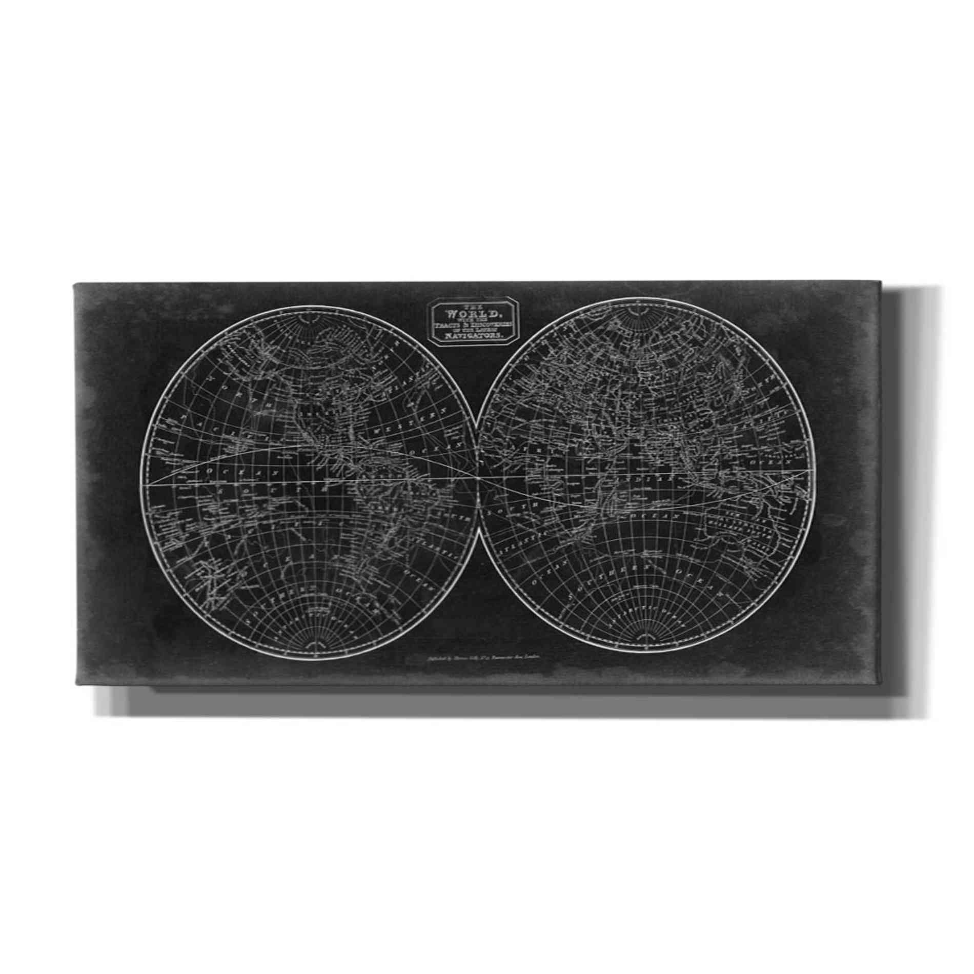 'Blueprint of the World in Hemispheres' by Vision Studio Giclee Canvas Wall Art