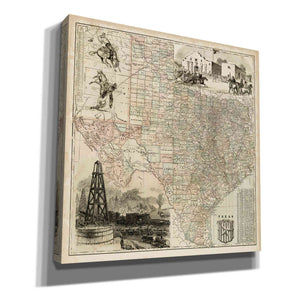 'Map of Texas' by Vision Studio Giclee Canvas Wall Art