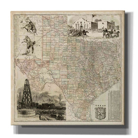'Map of Texas' by Vision Studio Giclee Canvas Wall Art
