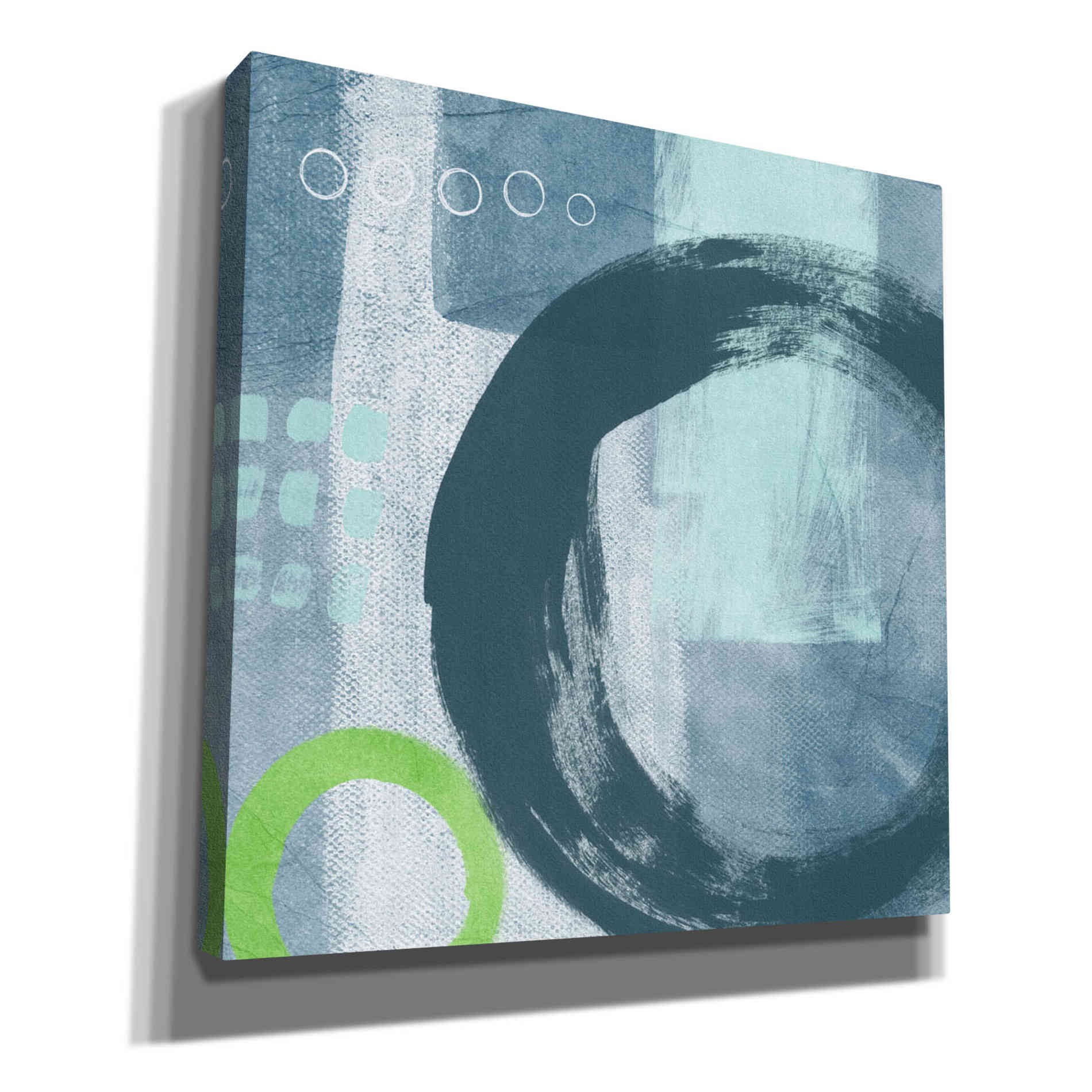 'Blue Circles II' by Linda Woods, Canvas Wall Art