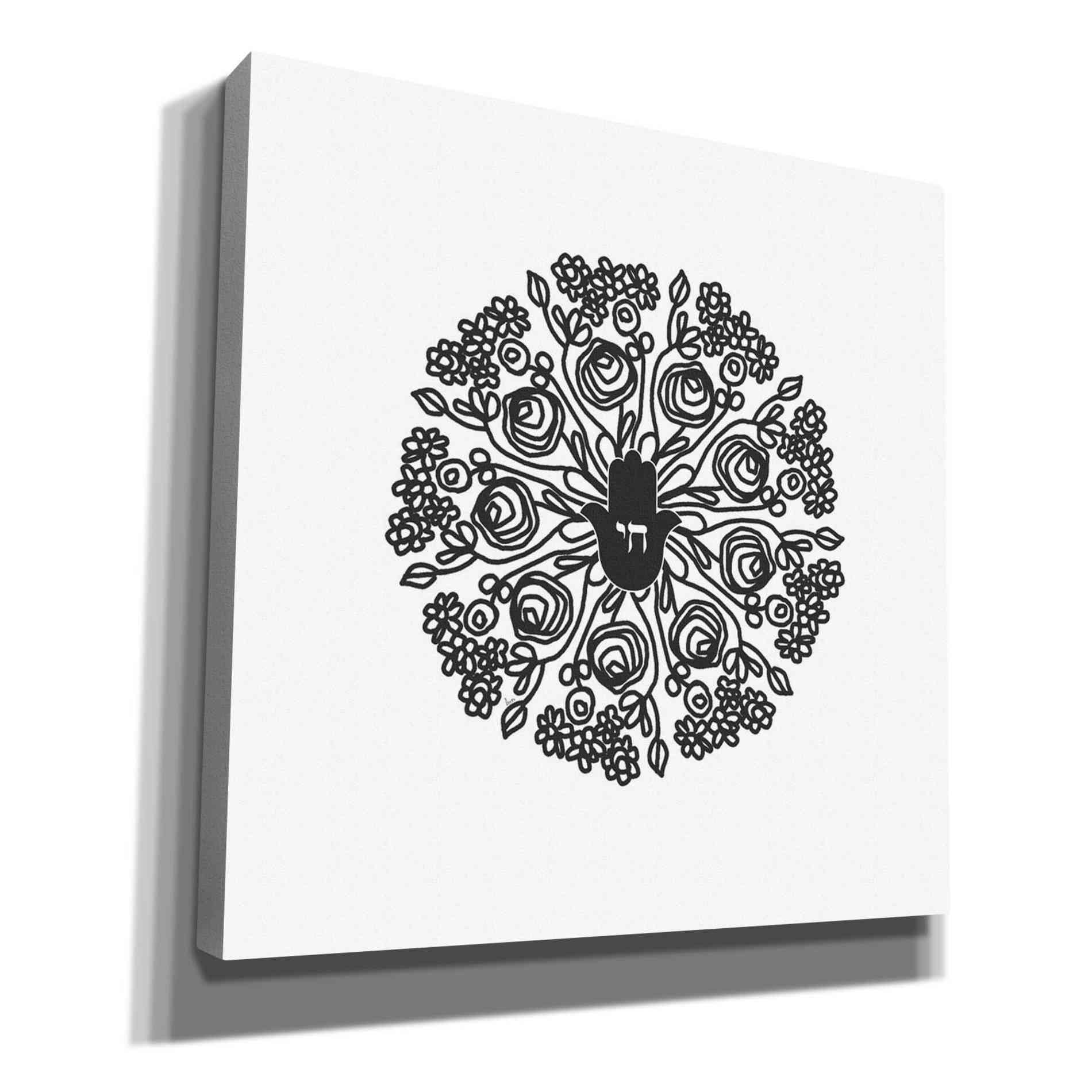 'Bw Hamsa Mandala' by Linda Woods, Canvas Wall Art