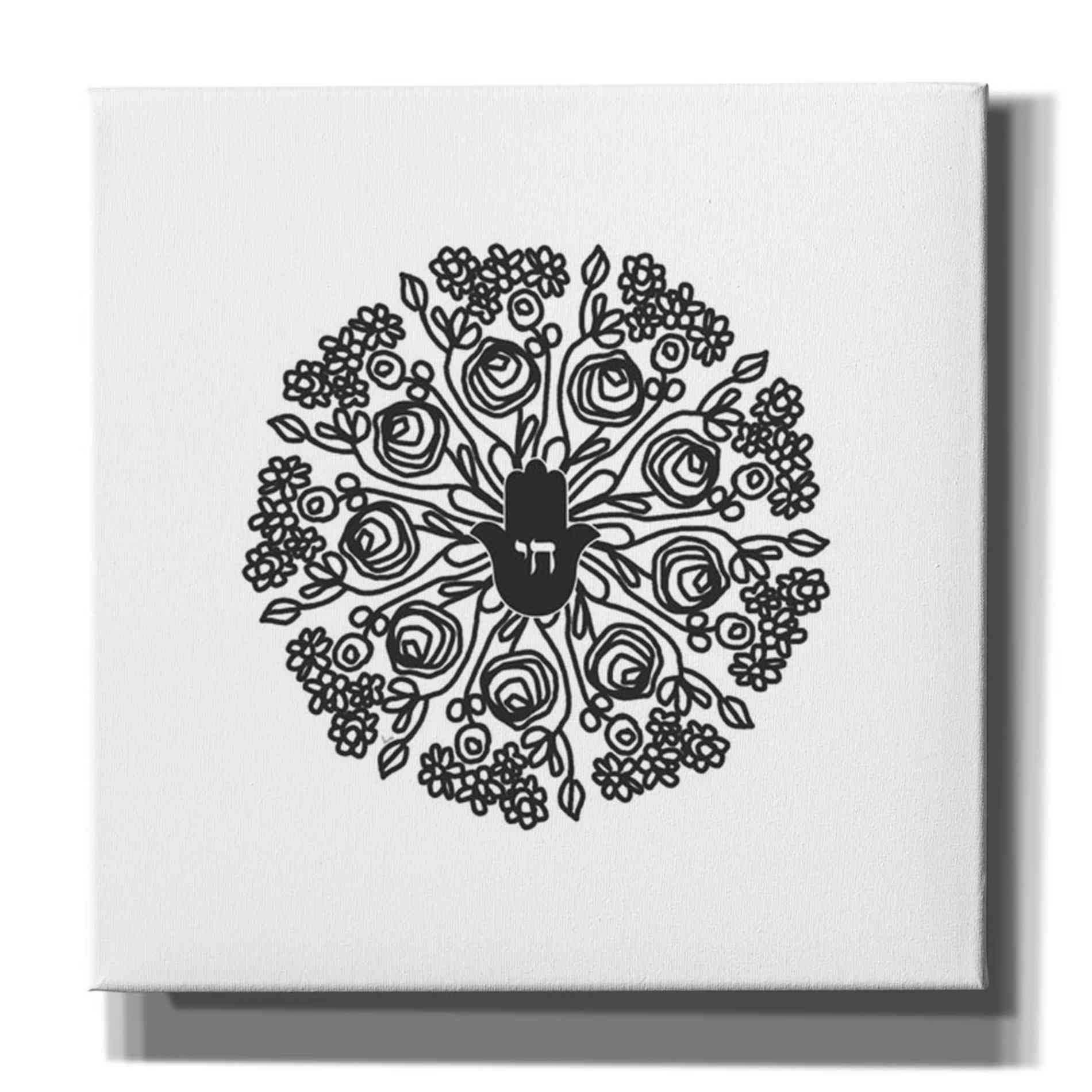 'Bw Hamsa Mandala' by Linda Woods, Canvas Wall Art