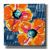 'Orange Poppies on Blue' by Linda Woods, Canvas Wall Art