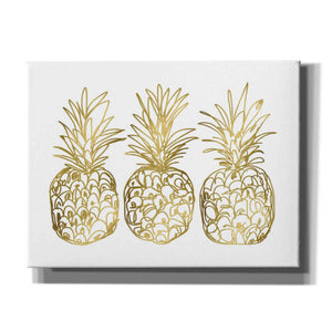 'Three Golden Pineapples' by Linda Woods, Canvas Wall Art