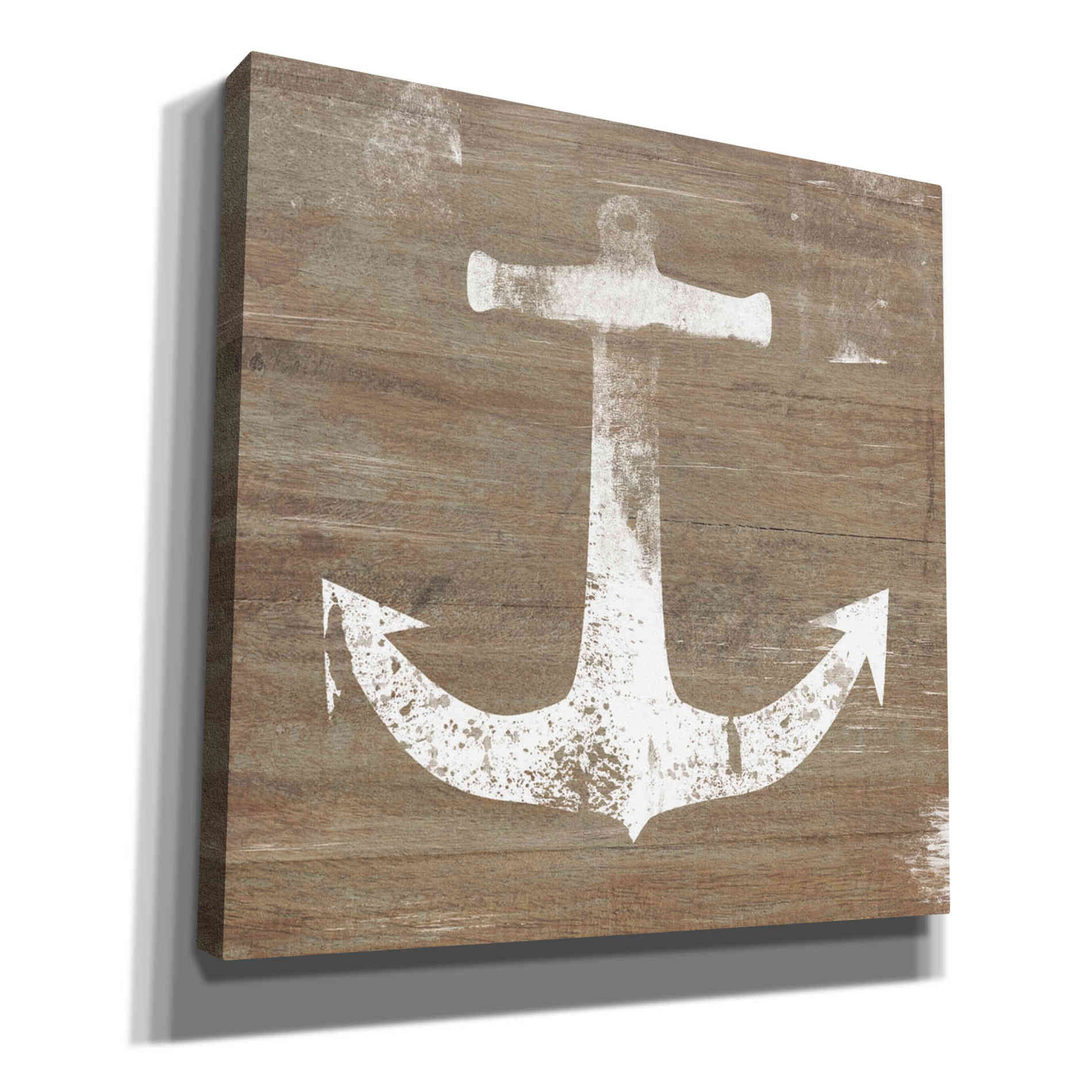 'White Anchor on Natural' by Linda Woods, Canvas Wall Art