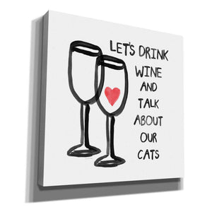 'Wine And Cats' by Linda Woods, Canvas Wall Art